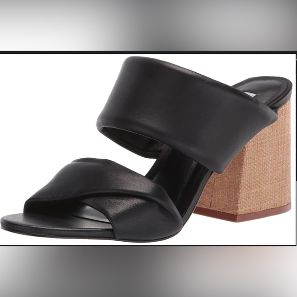 Women’s STEVE MADDEN Masterful black leather block heeled sandals- Size 10 - Picture 2 of 9